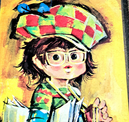Vintage 1970 Signed Jolylle Big Eyed Children Art Wall Decor - Yatva
