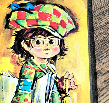 Vintage 1970 Signed Jolylle Big Eyed Children Art Wall Decor - Yatva