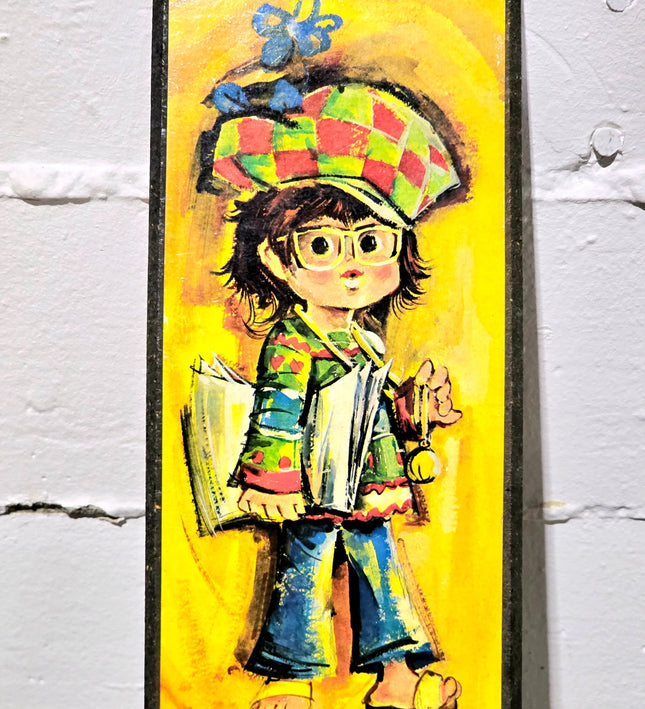Vintage 1970 Signed Jolylle Big Eyed Children Art Wall Decor - Yatva