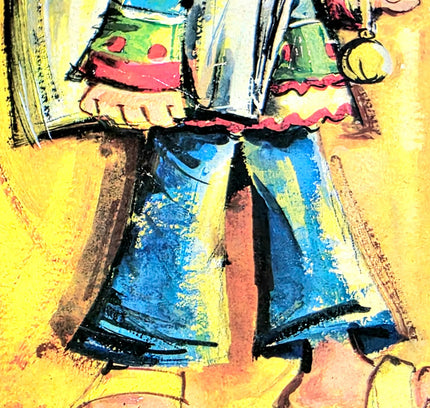 Vintage 1970 Signed Jolylle Big Eyed Children Art Wall Decor - Yatva