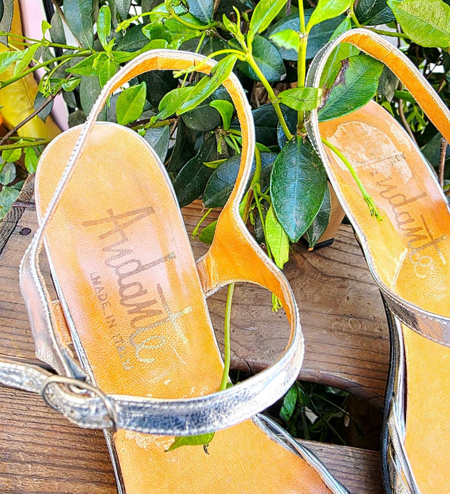 Vintage 1970s Andante Silver Disco Sandals Shoes - Yatva