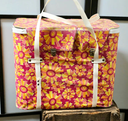 Vintage 1970s Cooling Bag - Retro Flower Print - Yatva