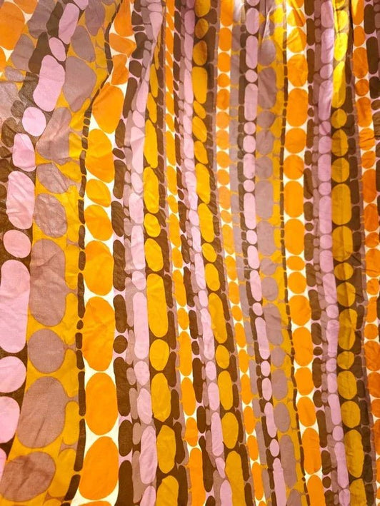 Vintage 1970s Danish "Pop - Art" Wire Curtains – MCM Geometric Pod Print (Set) - Yatva