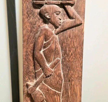 Vintage 1970s Hand Carved African Panel Wall Hanging - Yatva