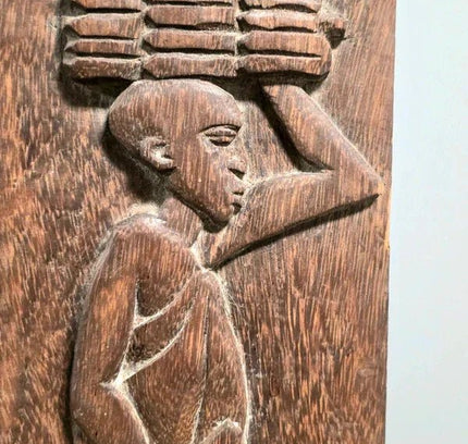 Vintage 1970s Hand Carved African Panel Wall Hanging - Yatva