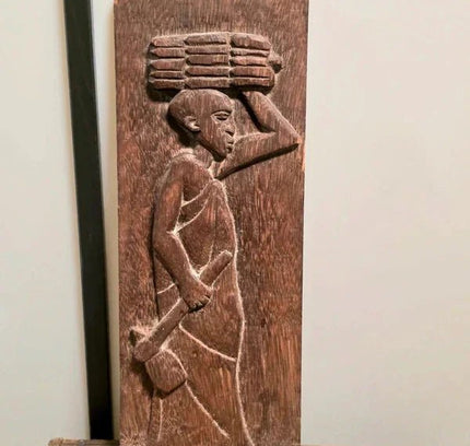 Vintage 1970s Hand Carved African Panel Wall Hanging - Yatva