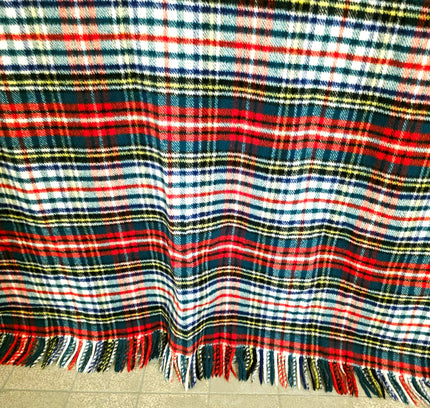 Vintage 1970s Hatéma Reversible Tartan Blanket / Throw - Yatva
