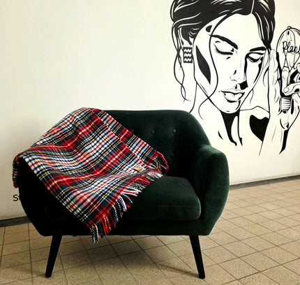 Vintage 1970s Hatéma Reversible Tartan Blanket / Throw - Yatva