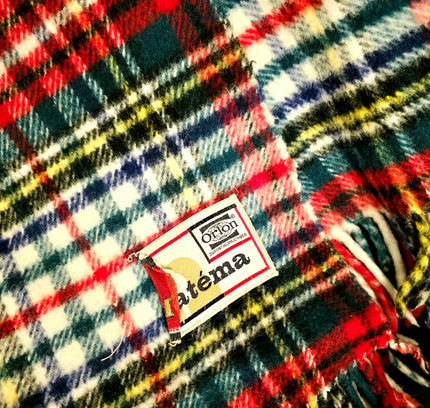 Vintage 1970s Hatéma Reversible Tartan Blanket / Throw - Yatva