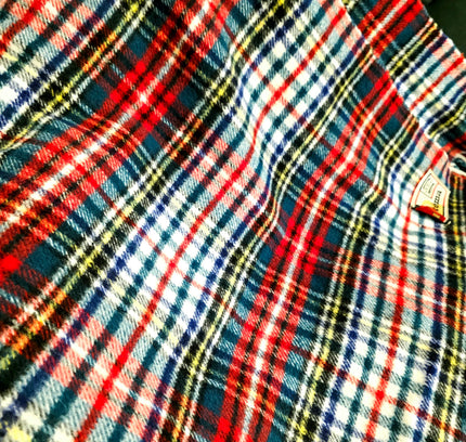 Vintage 1970s Hatéma Reversible Tartan Blanket / Throw - Yatva