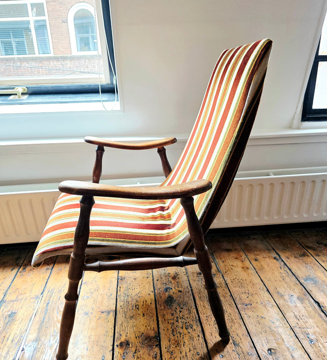 Vintage 1970s High-Back Lounge Chair | Retro Faux Bamboo Armchair