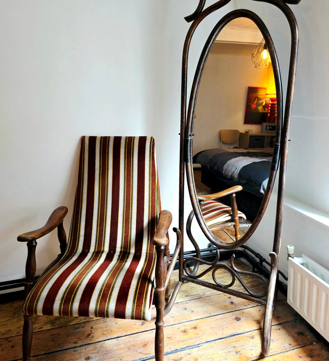 Vintage 1970s High-Back Lounge Chair | Retro Faux Bamboo Armchair