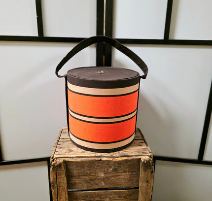 Vintage 1970s Mid-Century Modern Round Sewing Box with Removable Tray - Yatva