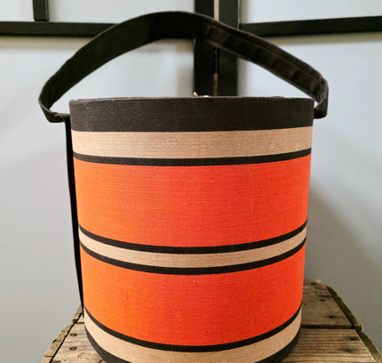 Vintage 1970s Mid-Century Modern Round Sewing Box with Removable Tray - Yatva