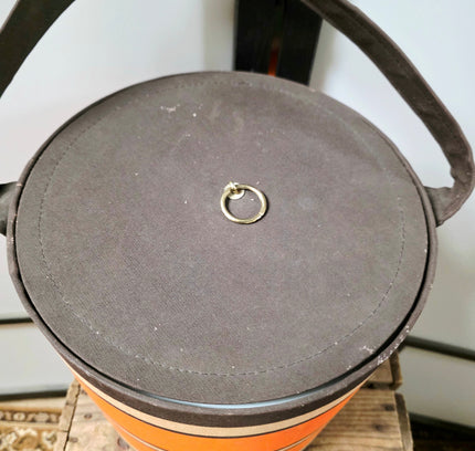Vintage 1970s Mid-Century Modern Round Sewing Box with Removable Tray - Yatva