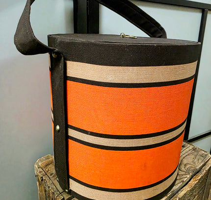 Vintage 1970s Mid-Century Modern Round Sewing Box with Removable Tray - Yatva
