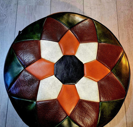 Vintage 1970's Patchwork Pouf Poefen - Yatva