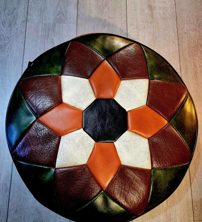 Vintage 1970's Patchwork Pouf Poefen - Yatva