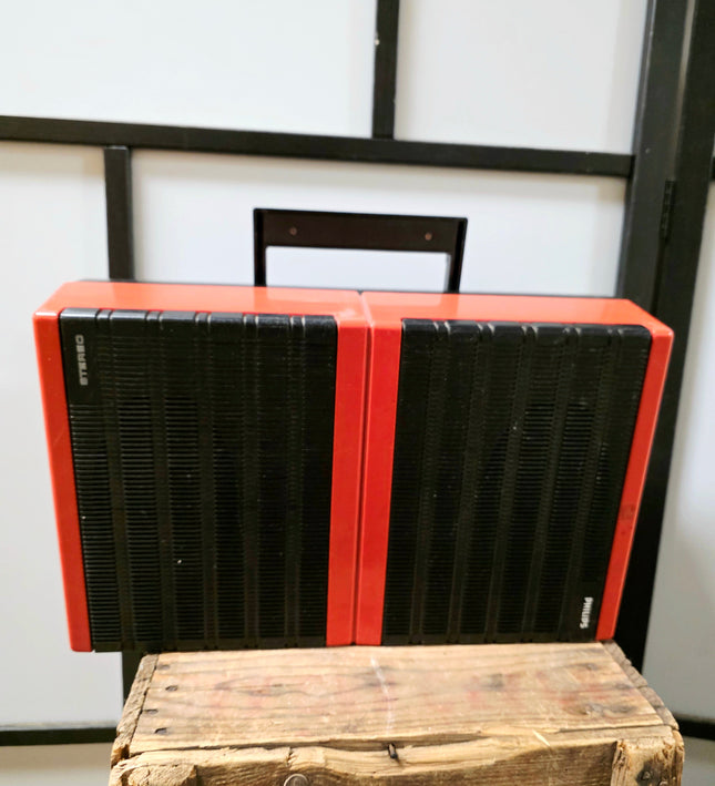 Vintage 1970s Philips 380 Portable Suitcase Turntable | Space Age Orange Pop Art Record Player | Sold As-Is For Parts / Rep - Yatva