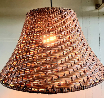 Vintage 1970s Rattan Pendant Hang Lamp - Yatva
