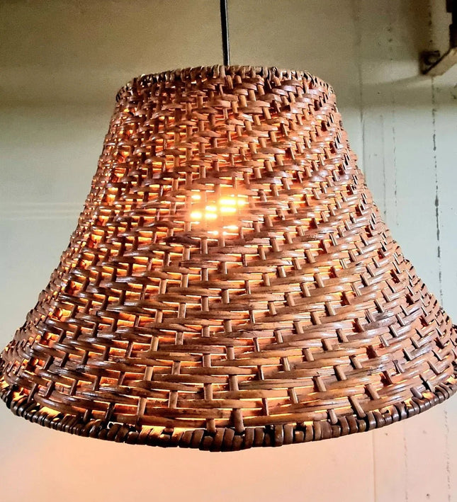 Vintage 1970s Rattan Pendant Hang Lamp - Yatva