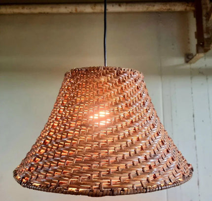 Vintage 1970s Rattan Pendant Hang Lamp - Yatva