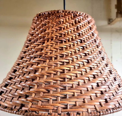 Vintage 1970s Rattan Pendant Hang Lamp - Yatva