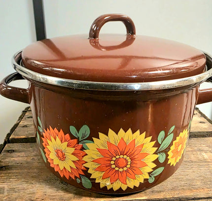 Vintage 1970s (Set of 3) Enamel Cooking Pots - Yatva