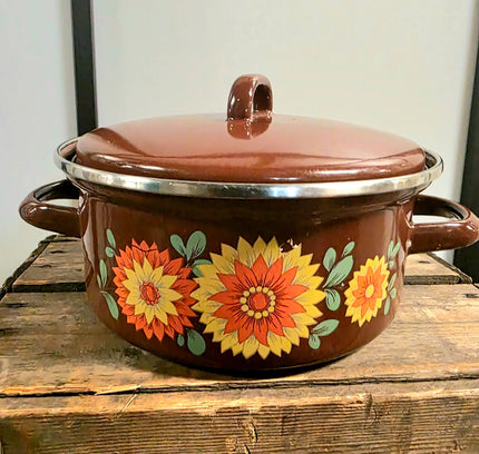 Vintage 1970s (Set of 3) Enamel Cooking Pots - Yatva
