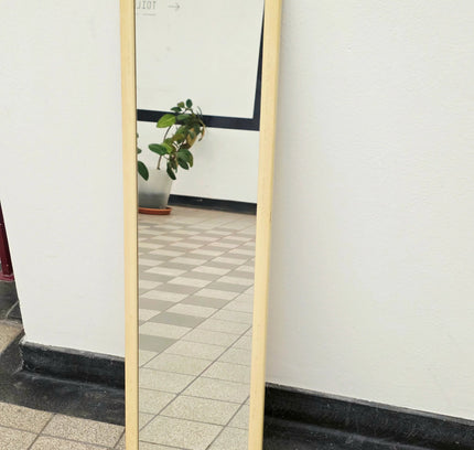 Vintage 1970s Space Age Full - Length Mirror – Cream Molded Frame - Yatva