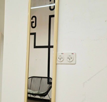 Vintage 1970s Space Age Full - Length Mirror – Cream Molded Frame - Yatva