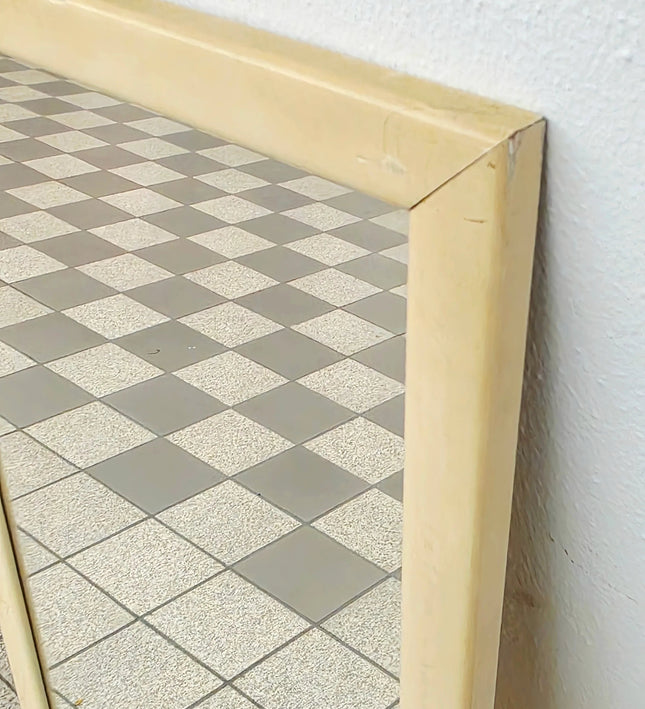 Vintage 1970s Space Age Full - Length Mirror – Cream Molded Frame - Yatva