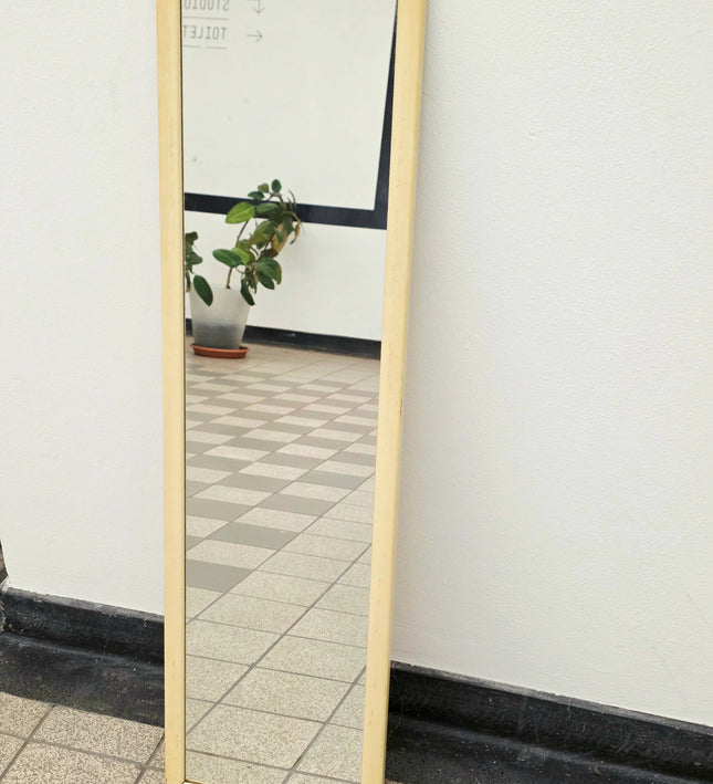 Vintage 1970s Space Age Full - Length Mirror – Cream Molded Frame - Yatva