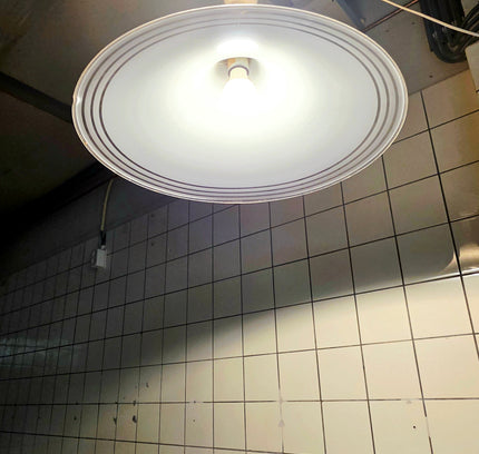Vintage 1970s Space Age "Witch Hat" Pendant Lamp - Meblo Guzzini Style - White Acrylic - Yatva