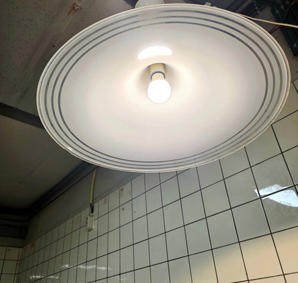 Vintage 1970s Space Age "Witch Hat" Pendant Lamp - Meblo Guzzini Style - White Acrylic - Yatva