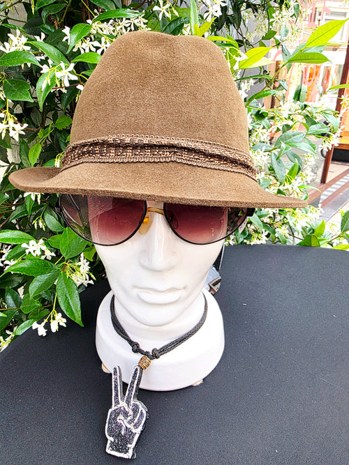 Vintage 1970s Súper Extra Brown Straw Fedora Hat with Braided Band