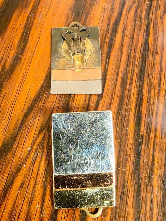 Vintage 1980s Art Deco style Clip On Earrings - Yatva