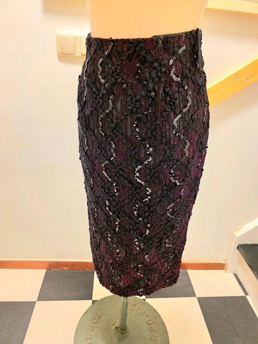 Vintage 1980´s Cathy Hardwick Sequins Fitted Skirt. - Yatva