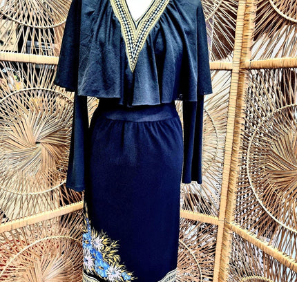 Vintage 1980's Collegio Favori Cape Dress - Yatva