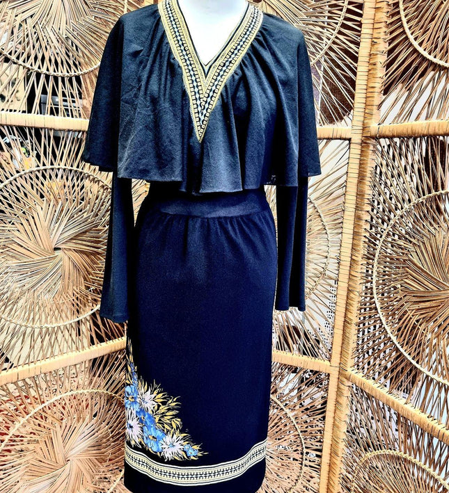 Vintage 1980's Collegio Favori Cape Dress - Yatva