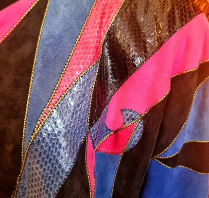 Vintage 1980's Emmanuel Diez Leather Oversize Patchwork Jacket - Yatva