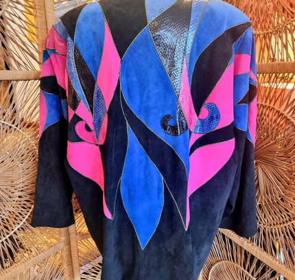 Vintage 1980's Emmanuel Diez Leather Oversize Patchwork Jacket - Yatva