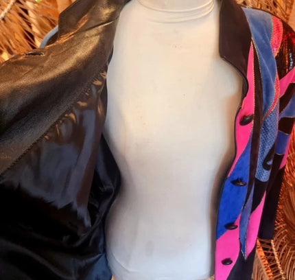 Vintage 1980's Emmanuel Diez Leather Oversize Patchwork Jacket - Yatva