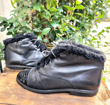 Vintage 1980's faux Fur Trim Ankle Boots - Yatva