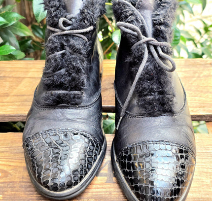 Vintage 1980's faux Fur Trim Ankle Boots - Yatva