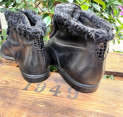 Vintage 1980's faux Fur Trim Ankle Boots - Yatva