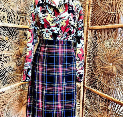 Vintage 1980s Kilt Style Wrap Skirt - Yatva