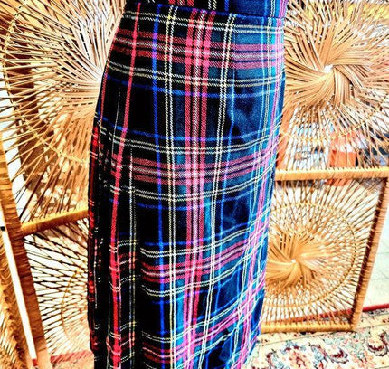 Vintage 1980s Kilt Style Wrap Skirt - Yatva