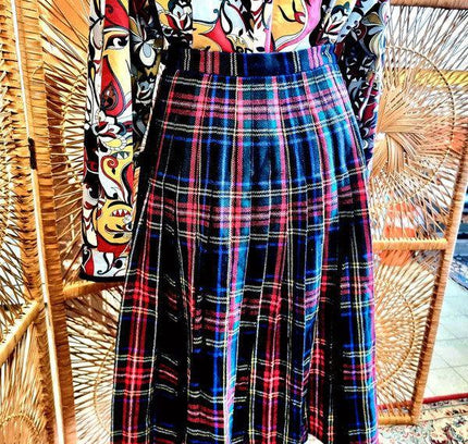 Vintage 1980s Kilt Style Wrap Skirt - Yatva