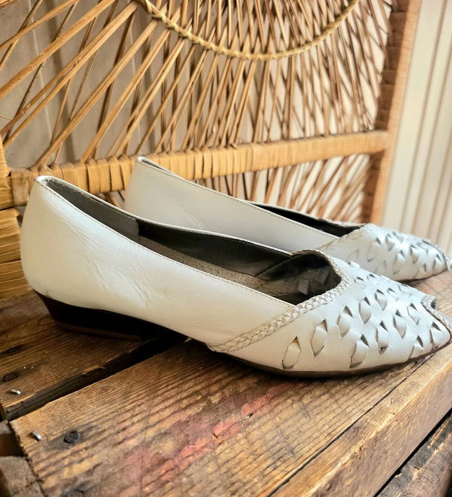 Vintage 1980s Lady Fashion Peep Toes Slip on Shoes - Yatva